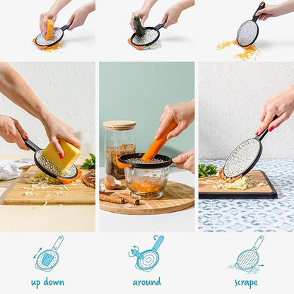 Dreamfarm Ograte Two-Sided Coarse Food & Vegetable Speed-Grater with Non-Slip Bowl Hook & Foot - 6mm Coarse Grater, Orange