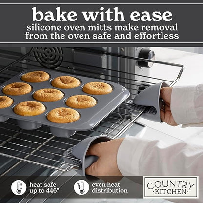 Country Kitchen Nonstick Stackable Bakeware Set - Deluxe Heavy Duty, Durable, Easy Release Baking Set, 8 Pcs, Grey