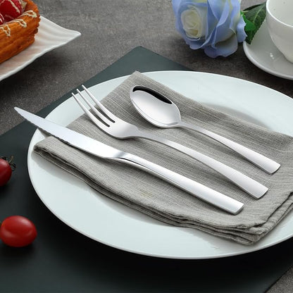 12-Piece Dinner Fork Set, 8-Inch Silverware, 3-Tine Forks, Top Food Grade Stainless Steel, Highly Mirror Polished, Dishwasher Safe