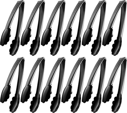 Plastic Tongs for Serving (Pack of 36) 9 Inch - Heavy-Duty Hard Plastic Reusable or Disposable Serving Tongs for Catering, Dinner Parties, Banquets, Buffets, Events, Weddings and Everyday Use, Black