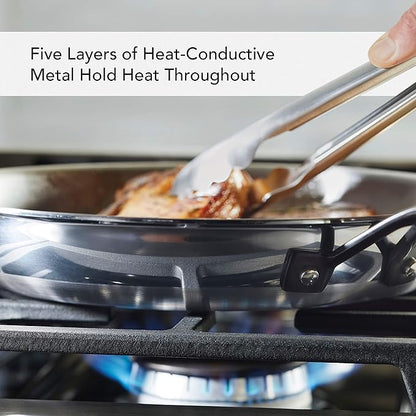 KitchenAid 30051 5-Ply Clad Polished Stainless Steel Frying Pan Set/Skillets, 8.25 Inch and 10 Inch - Polished Stainless Steel
