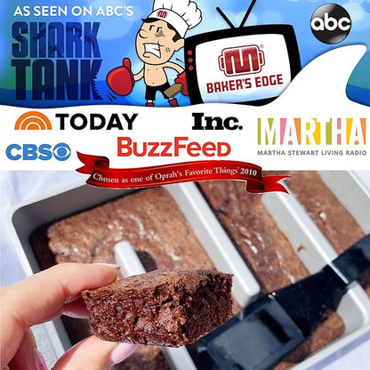 Baker's Edge Brownie Pan, The Original All Edges Brownie Pan for Baking | Premium Double Nonstick Coating, Heavy Gauge Cast Aluminum, Rectangular 9x12” Size Baking Pan - US Patented Design