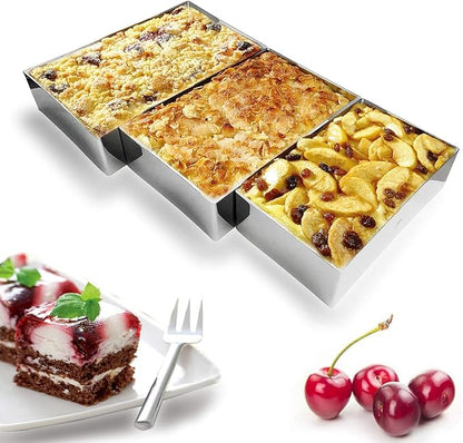 NEWLINE NY Stainless Steel Cake Mousse Ring Molding Forming (Rectangular Cake Pastry Rings)