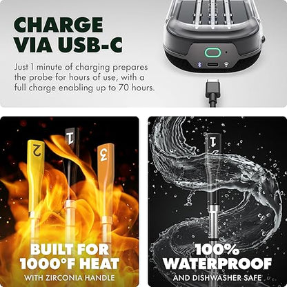 CHEF iQ Sense [2025 Model] | Smart Wireless Meat Thermometer | 3 Ultra-Thin Probes | WiFi Unlimited Range | 1000°F Heat Safe | 5 Sensors | BBQ, Grill, Oven, Smoker, Air Fryer | Gen3
