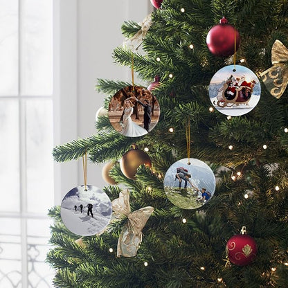 Sublimation Ceramic Ornaments - Bulk White Round Porcelain Ornament Blanks for Heat Press Printing - Personalized Xmas Tree Keepsake Crafts Gift