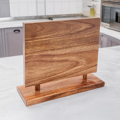 Magnetic Knife Holder, Double Sided Magnetic Knife Block, Without Knives, Wooden Universal Knife Stand, Strong Enhanced Magnets, Knife Display Rack for Kitchen Organizer