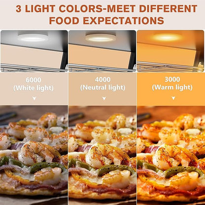 Whalefall Countertop Food Warmer with top Holder, 35 inch Commercial Food Warming Cabinet, tri-Color Lighting, w/Thermometer and Adjustable Thermostat for Cafeteria Kitchens Restaurants