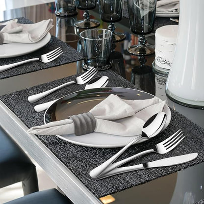 60 Piece Silverware Set for 12, Heavy Duty Stainless Steel Flatware Utensils Cutlery Set Including Steak Knife Fork and Spoon, Dishwasher Safe，Gift Package for Wedding Housewarming