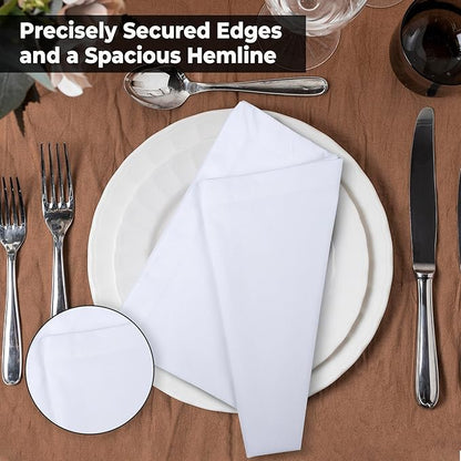 Urban Villa Cloth Napkins White Dinner Napkins Set of 12 (18X18 Inches) 100% Cotton Absorbent Washable Durable Reusable Cloth Napkins Ideal for Farmhouse Party Thanksgiving Harvest Fall Dinner Napkins