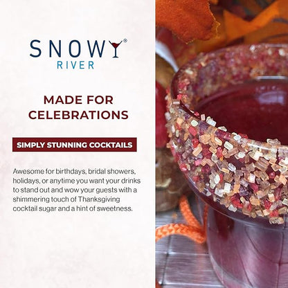 Snowy River Thanksgiving, Cocktail & Margarita Sugar Rimmer - Vibrant Naturally Colored Sugar for Cocktail Rimming, Baking & Decorating, Medium Crystal - 8oz
