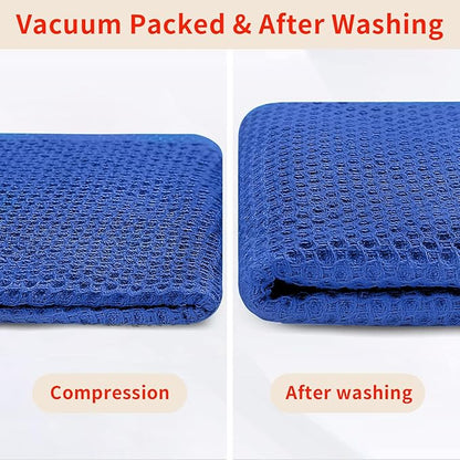 Homaxy 100% Cotton Waffle Weave Kitchen Dish Cloths, Ultra Soft Absorbent Quick Drying Dish Towels, 12 x 12 Inches, 12-Pack, Blueberry