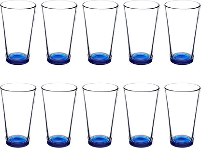 Libbey Pint Glass 16 oz. Set of 10, Bulk Pack - Beer Glasses, Heavy Duty Drinkware - Blue