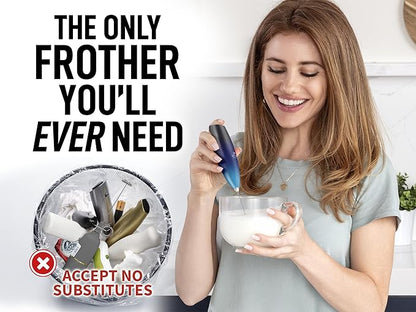 Zulay Kitchen Milk Frother Handheld Electric Whisk with AA Duracell Batteries – Durable Drink Mixer for Coffee, Lattes, Cappuccinos & More - Deep Sea