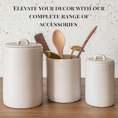 Ceramic Food Storage Jars, 37 Oz, Airtight Lid Handle,Kitchen Canisters for Grounds Coffee, Coffee Pods, Tea, Flour, Sugar, Rice, Pantry Organization or Kitchen Countertop Containers set