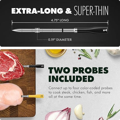 CHEF iQ Sense [2025 Model] | Smart Wireless Meat Thermometer | 2 Ultra-Thin Probes | WiFi Unlimited Range | 1000°F Heat Safe | 5 Sensors | BBQ, Grill, Oven, Smoker, Air Fryer | Gen3