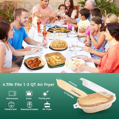 Small Air Fryer Liners Disposable, 2 QT Parchment Paper for COSORI 2.1 Qt Air Fryer, 125PCS 4.7 Inch Square Baking Paper Sheets for Mini Airfryer Basket