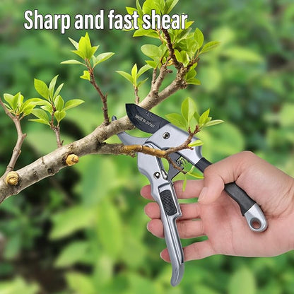 SK5 Ratchet Pruning Shears for Weak Hands Heavy Duty Garden Clippers with Spring Assist and Ergonomic Grip for Branches and Fruit Trees
