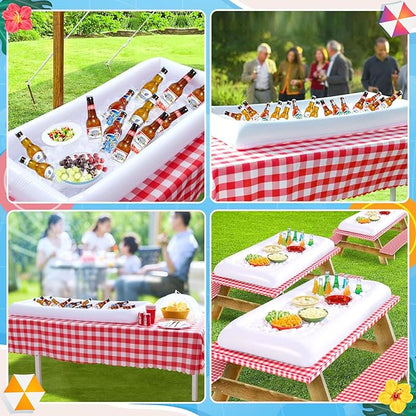 3PCS Inflatable Serving Trays Salad Ice Bar Food Drink Containers - BBQ Picnic Pool Party Supplies Buffet Luau Cooler,with a Drain Plug