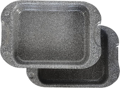 DaTerra Cucina - 13 x 8 x 4.25 Nonstick Ceramic Coated Dual Roasting Pan Set – 2 Identical Pans, Oven Safe, Ideal for Roasting, Baking, Searing, Braising, Casseroles, Fits Most Toaster Ovens