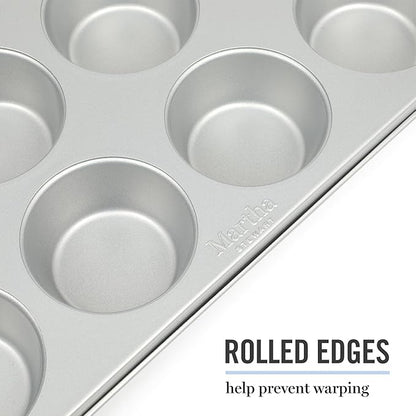 Martha Stewart Gallen 12 Cup Nonstick Carbon Steel Muffin/Cupcake Pan - Silver
