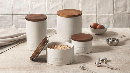 Le Creuset Signature Salt Cellar and Storage Canister with Wood Lid, 7 oz., Peche