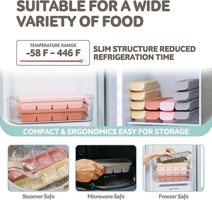 Silicone Freezer Trays with Lid, 1oz 6 Section - Leak Proof Silicone Freezer molds for Homemade Baby Food Breastmilk, Purees, Vegetables, Baby Food Jars Ice Tray with Lid BPA Free Pastel Pink
