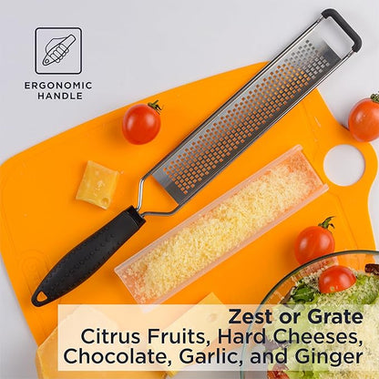 Deiss LUX Fine Grater & Lemon Zester, Parmesan Cheese Grater Handheld - Spices, Citrus Fruits, Hard Cheeses, Garlic, Chocolate, Nuts, Ginger, Vegetable Shredder