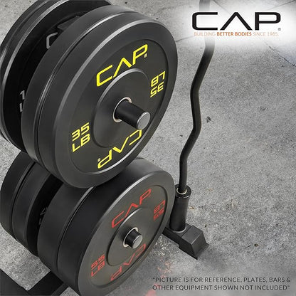 CAP Barbell 2-Inch Olympic Bumper Plate Weight Set with 6 Post Rack | 100-370 lbs | Multiple Options