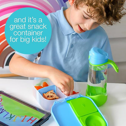 b.box Mini Lunch Box, Bento Box for Kids, Snack Container with 2 Leak Proof Compartments, Reusable Snack Containers with Lids, Kids Lunch Boxes Ages 3+, BPA Free, 4 1/4 Cup Capacity (Lemon Twist)