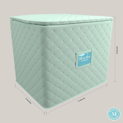 Martha Stewart Dinnerware Stemware Glassware Stackable Organizer Home Storage Container Case, Set of 2 Goblet Stemware Storage Organizers With Removable Fabric Dividers, Mint