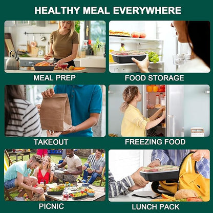 38 Oz Plastic Meal Prep Containers - [100 Set] Food Storage Containers with Lids - Clear Disposable To Go Containers, BPA Free, Stackable, Leakproof, Microwave and Freezer Safe