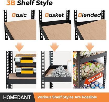 HOMEDANT 5 Tier Storage Shelves Adjustable Laminated Boltless Garage Metal Shelving Unit Heavy Duty Utility Rack Shelf Warehouse Pantry Closet Kitchen 35.9" W x 16.2" D x 71.3" H 1Pack