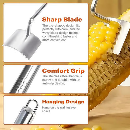 (2Pcs) Newly Upgraded Stainless Steel Corn Stripping Tool, Corn Holder, The Curved Design Fits Perfectly with the Corn, Making the Corn Threshing Faster.