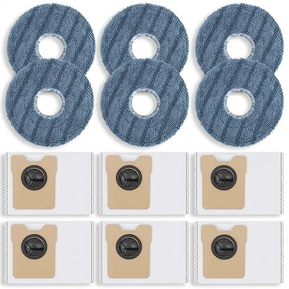 12 Pack Replacement Parts Dust Bags Mop Pads for eufy C20 Omni Robot Vacuum, 6 Dust Bags, 6 Mop Pads