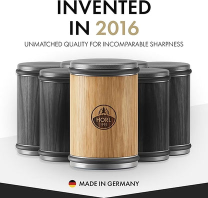 HORL 2 Oak Kitchen Knife Sharpener for Razor Sharp Edges Made in Germany - Rolling Sharpener for knives - Rolling Knife Sharpening Kit with Magnetic Holder with 15 & 20 Degrees