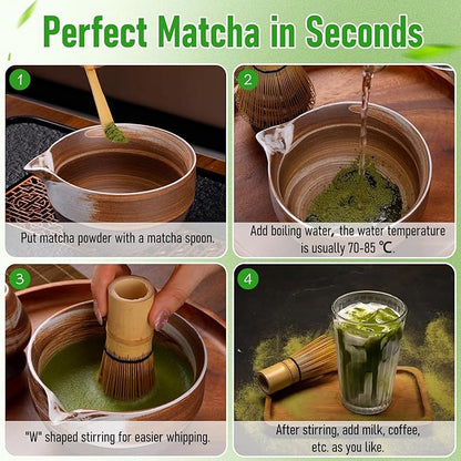3Pcs Ceremonial Grade Matcha Whisk Set with Bamboo Matcha Whisk, Scoop & Spoon – Traditional Bamboo Tea Set for Macha Tea Preparation – Ideal Gift Macha kit for Beginners and Enthusiasts