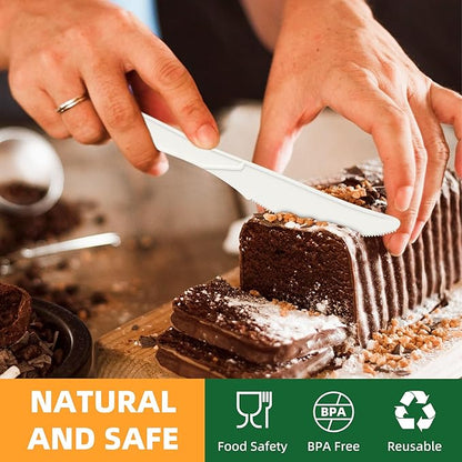 100% Compostable Cutlery Set, 300pcs (150 Forks,100 Spoons,50 Knives) Disposable Cornstarch Utensils Heavy Duty BPI Certified Eco-Friendly Party Supplies No Plastic, Ivory White