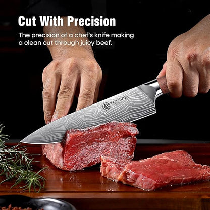YOTSUBA Kitchen Knives Set 3 PCS, Ultra Sharp Chef Knife Set High Carbon Stainless Steel Blade, for Home & Restaurant Use, With Smooth Ergonomic Handle and Stylish Premium Gift Box