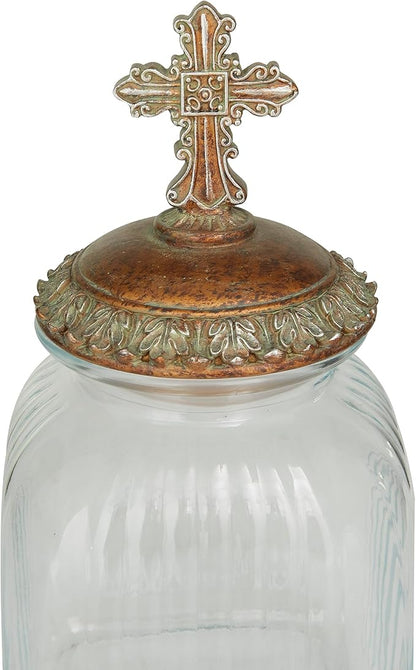 Deco 79 Glass Round Decorative Jars, Set of 3 15", 13", 11" H, Clear