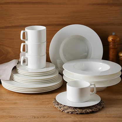 Stone Lain Sylvie 20 Pieces Bone China Dinnerware Set, White