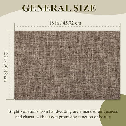 KXN Placemats Set of 4, Dual-Layer Thickened Faux Linen Table Mats, Heat Resistant & Wrinkle-Free, Machine Washable Cloth Place Mats for Kitchen Dining Indoor Outdoor (Burlap)