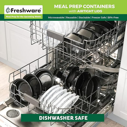 Freshware Meal Prep Containers with lids [150 Pack] Food Storage Containers, Bento Box, BPA-Free, Stackable, Microwave, Dishwasher, Freezer Safe, 32 Oz