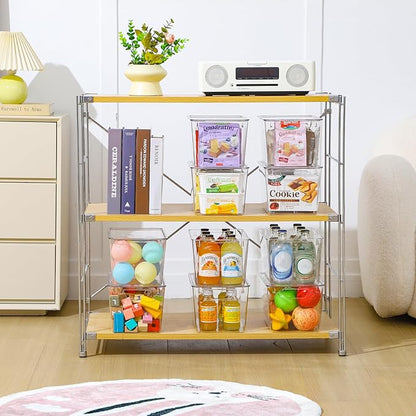 6 Pack Clear Storage Bins with Lids, 7 Quart Stackable Storage Boxes for Storage and Organization, Plastic Storage Containers with Lids, Plastic Bins with Handles for Office, Bedroom, Study Room