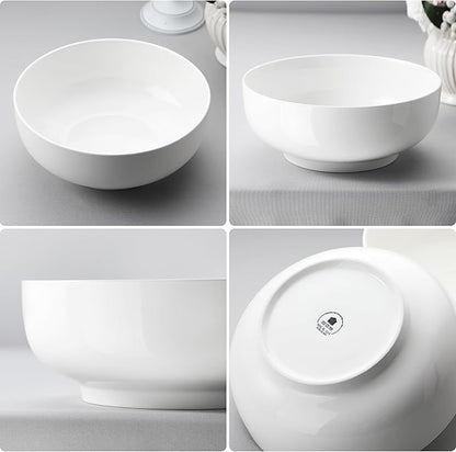 MALACASA Serving Bowls, 114 OZ(10") Extra Large Salad Bowls Set of 2, Porcelain White Serving Bowls for Salad, Soup, Pasta and Dinner, Large Ceramic Bowl Set for Entertaining, Series REGULAR