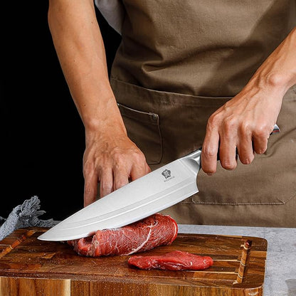 WILDMOK Chef Knife 8 Inch, German Steel Kitchen Knives Chef's Knives with Pakka Wood Handle, Gift Box