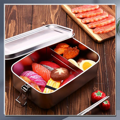 Umigy 1 Pcs Stainless Steel Food Containers 2400ml Metal Bento Lunch Box Stainless Steel Food Storage Containers, Lockable Clips to Leak Proof, Reusable Dishwasher Snack Boxes for Work