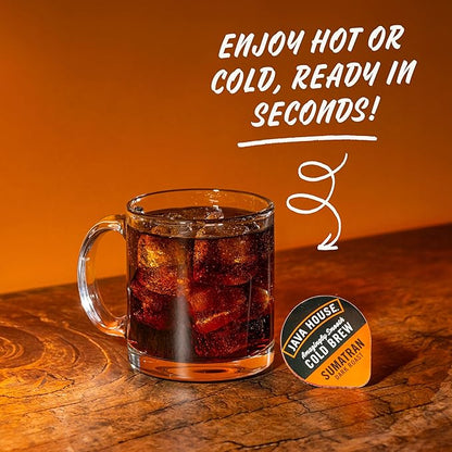 JAVA HOUSE Cold Brew Coffee, Dark Roast Coffee Concentrate Liquid Pods - 1.35 Fluid Ounces (6 count liquid pods per box) Enjoy Hot Or Iced (Sumatran, 6 boxes x 6 pods = 36 Count)