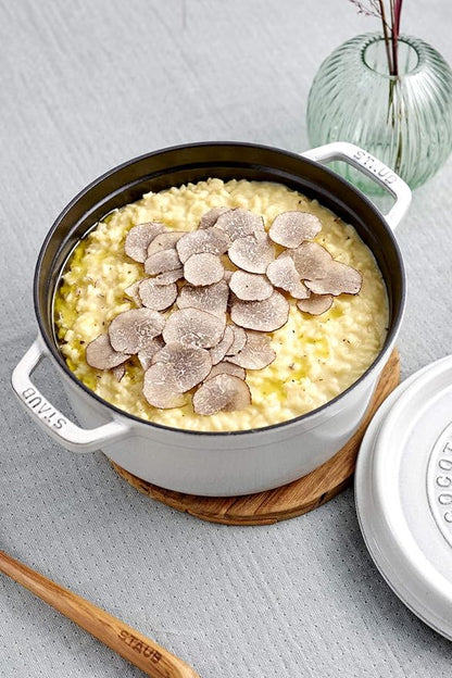 Staub Cast Iron 5.5-qt Round Cocotte - White Truffle, Made in France