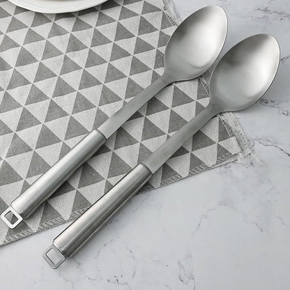 18/0 Stainless Steel Cooking Spoons Set, Serving Spoon & Slotted Spoon, Kitchen Cooking Utensils Set, Housewarming Daily Use Commercial, Pack of 2