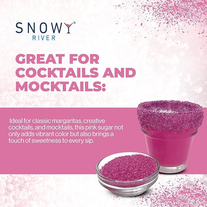 Snowy River Pink, Cocktail & Margarita Sugar Rimmer - Vibrant Color Glass Rimming Sugar with Medium Crystal Texture - 80oz